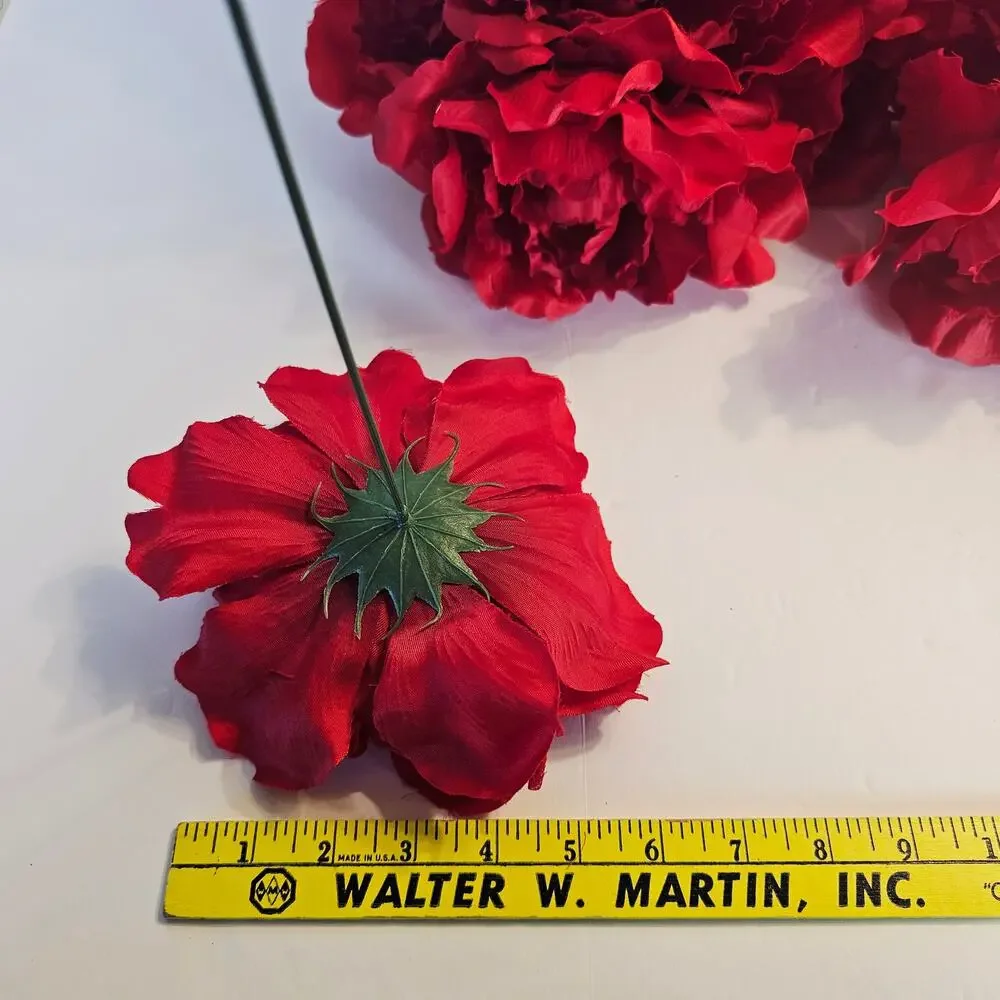 Artificial Red Peony Flower 20 Stems 6 Inch Large Faux Silk Wedding Floral Decor